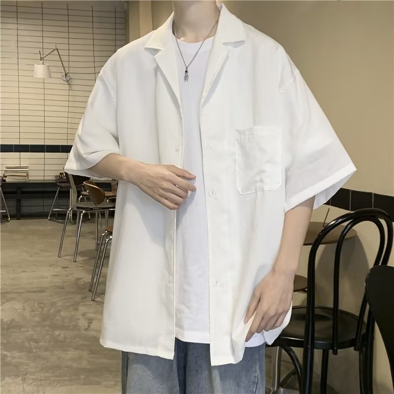 Áo Sơ Mi Lụa Ngắn Tay Thời Trang Công Sở Thanh Lịch Cho Nam