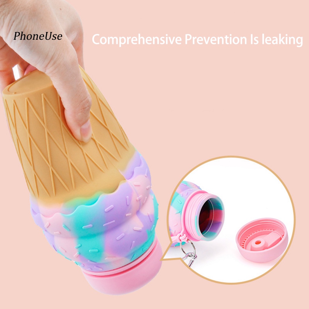 Bình Nước Thể Thao Bằng PU Dung Tích 500ml Chống Rò Rỉ Chịu Nhiệt Tốt Có Thể Gấp Gọn Tiện Dụng