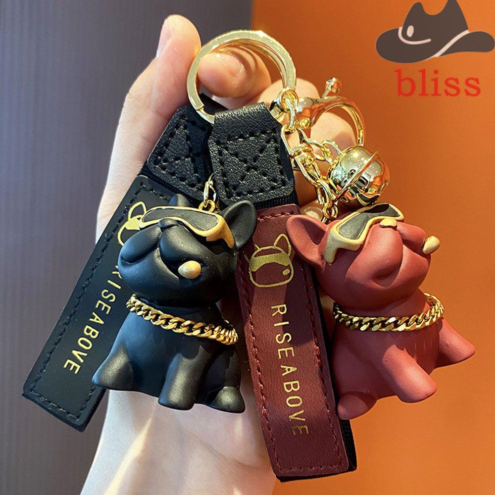 Móc Khóa Hình Chó Bull Đính Chuông Dễ Thương Cá Tính