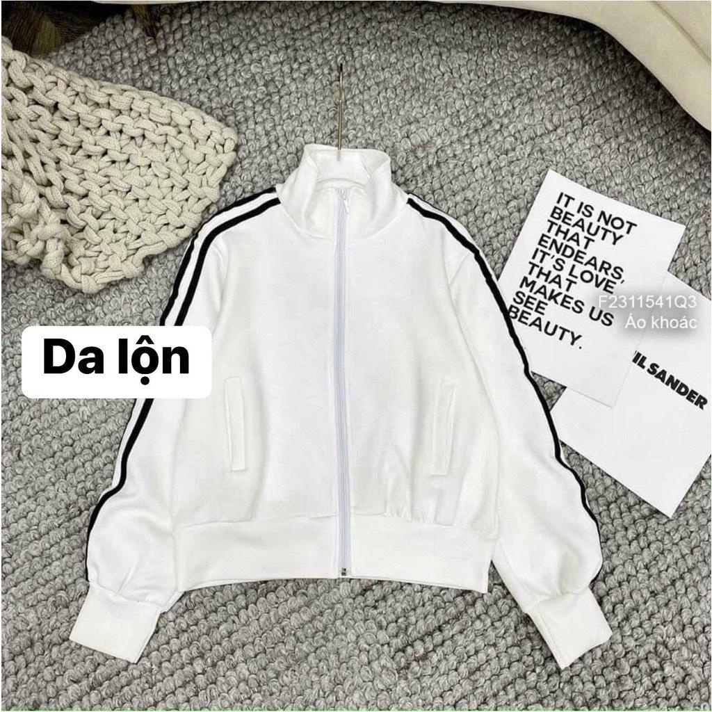 Áo Khoác Thể Thao Tay Sọc Da Lộn Có 2 Túi Trong