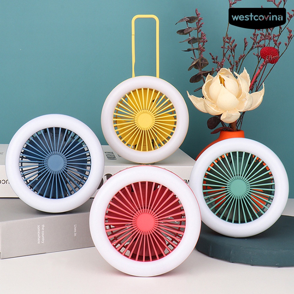 W🅢Quạt USB Mini Có Đèn LED Có Thể Gấp Lại Kèm Móc Treo Tiện Dụng