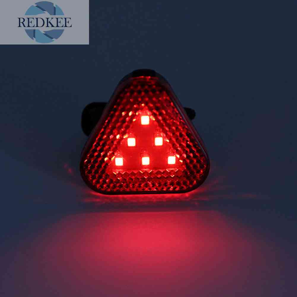 Đèn Hậu Xe Đạp 6 Bóng LED Hình Tam Giác 10LM 3 Chế Độ Chống Nước