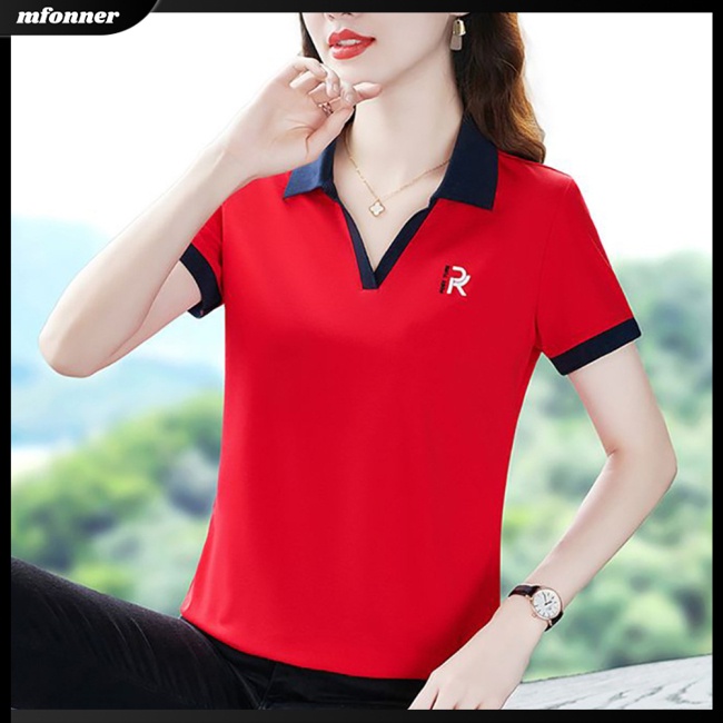 Áo Thun Thể Thao Tay Ngắn Màu Sắc Tương Phản Thời Trang Mùa Hè Cho Nữ