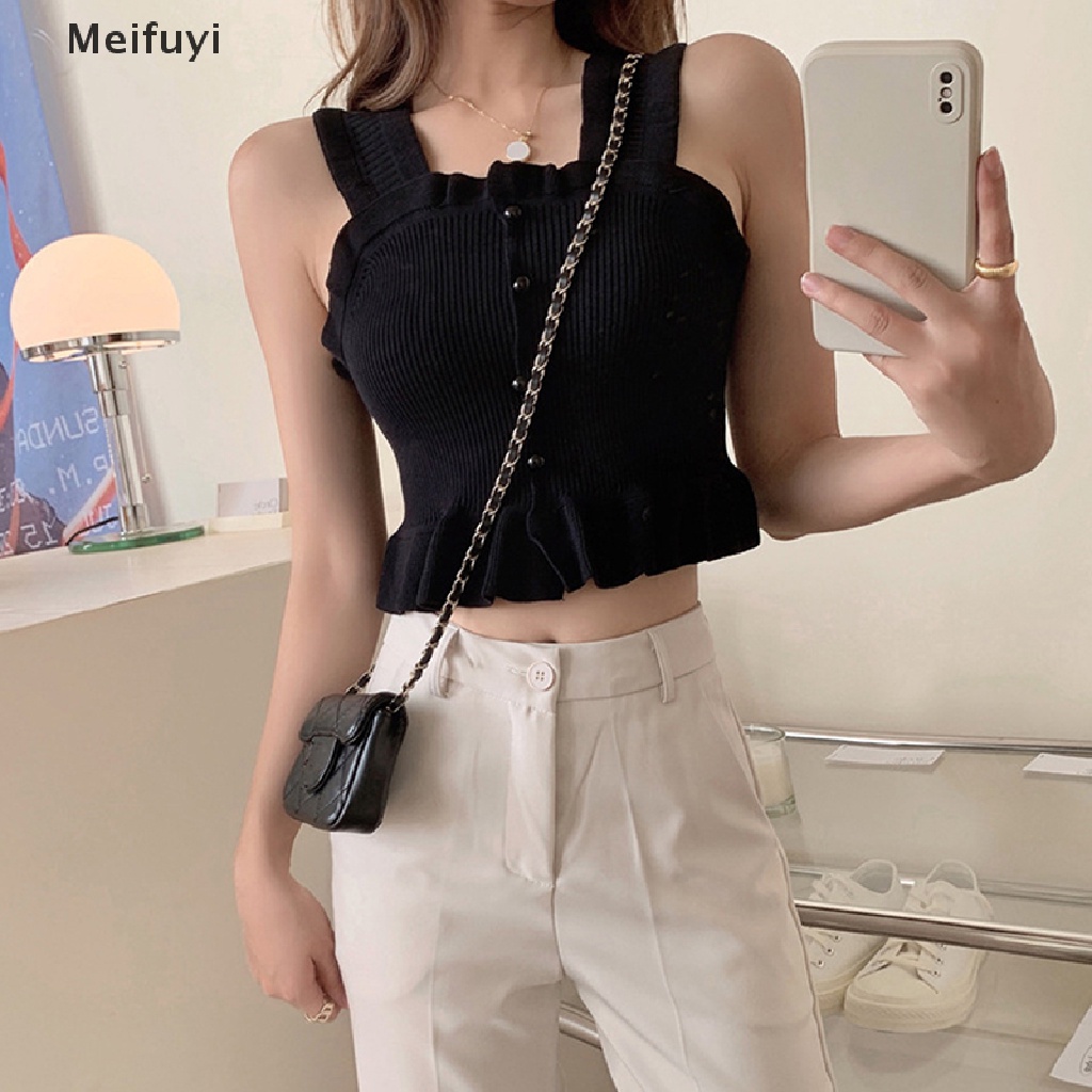 Áo Croptop Sát Nách Cài Nút Y2K Họa Tiết Kẻ Sọc Thời Trang Đường Phố Cho Nữ