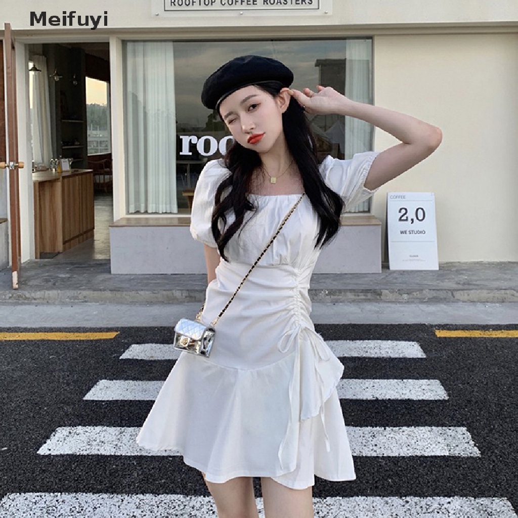 Đầm Công Chúa Mini Màu Trắng Ngọt Ngào Thời Trang Hàn Quốc Cho Nữ