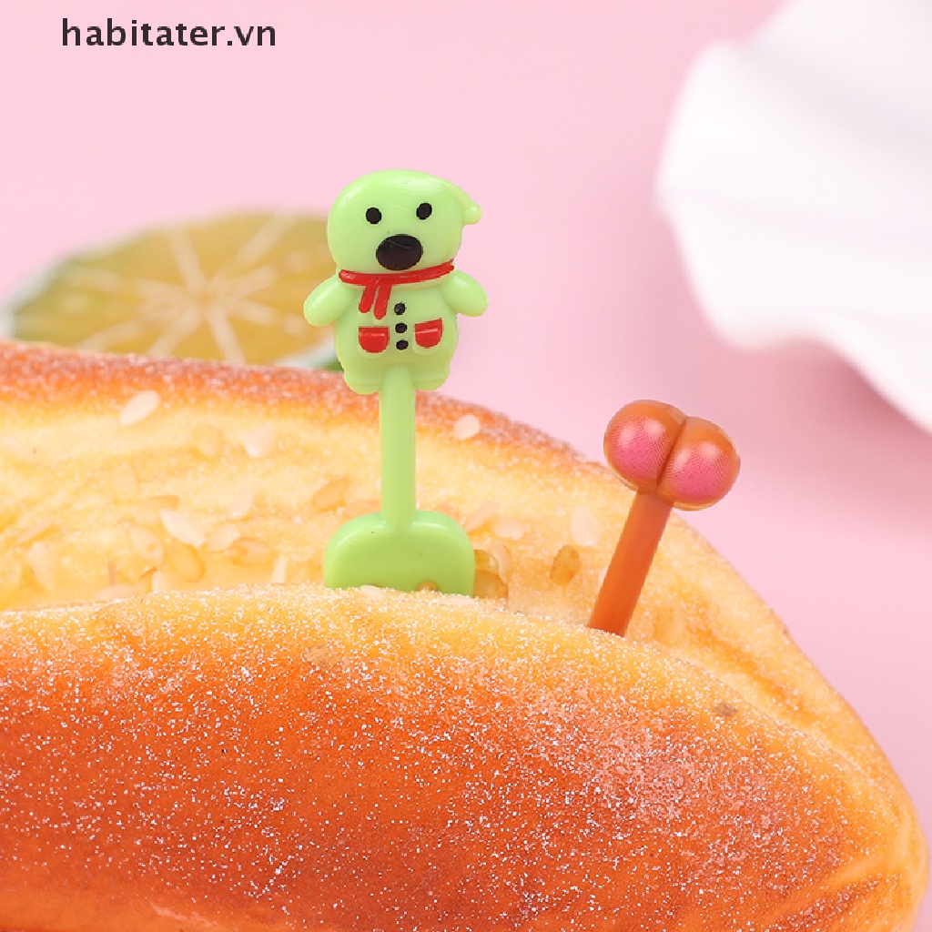 Set 8 / 10 / 26 Nĩa Ăn Trái Cây Họa Tiết Hoạt Hình Dễ Thương