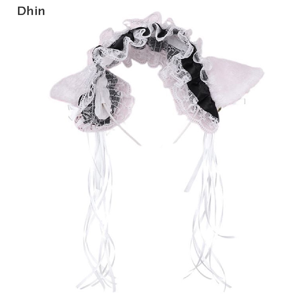 Băng Đô Tai Mèo Bằng Lông Xù Phối Ren Và Chuông Hóa Trang Dành Cho Bạn Nữ