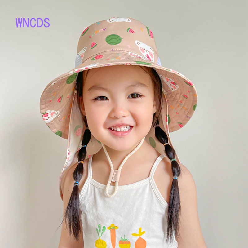 Mũ Xô Trẻ Em Mùa Hè WNCDS 360° Mũ Vành Rộng Chống Tia UV Họa Tiết Hoạt Hình Dành Cho Bé