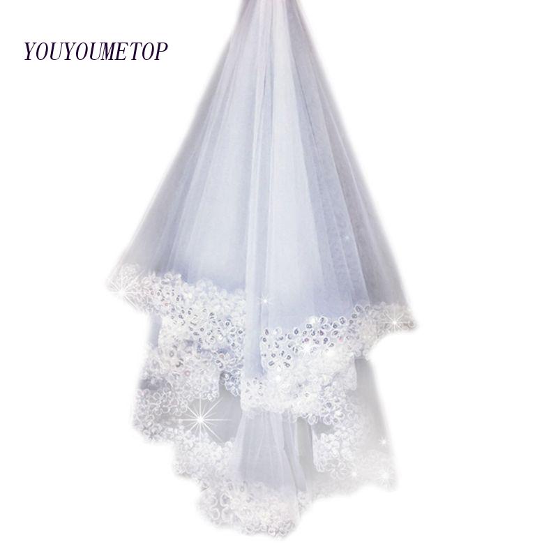 Mạng Che Mặt Vải Tuyn Trắng Dài 1.5M Đính Kim Sa Lấp Lánh Cho Cô Dâu