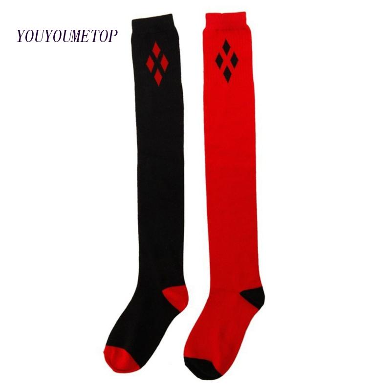 Youyo Vớ Cao Qua Gối In Họa Tiết Kim Cương Đỏ Đen Thời Trang Mùa Đông Cho Nữ