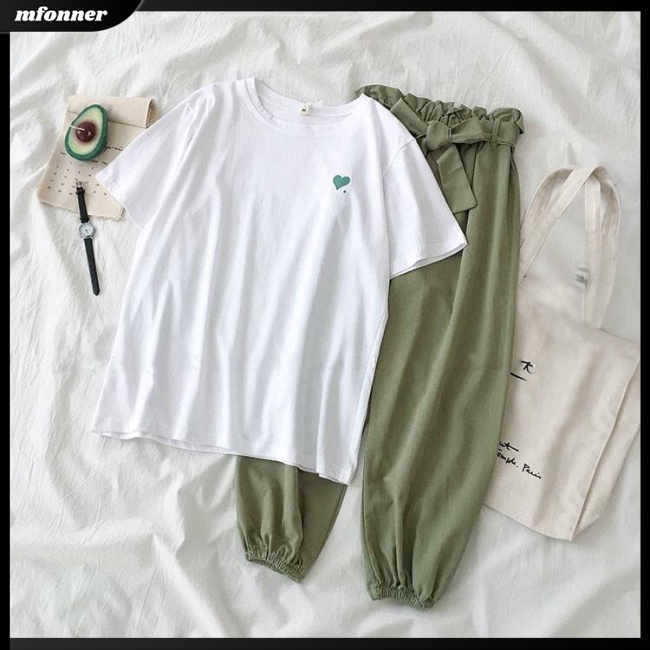 Set Đồ 2 Món Gồm Áo Ngắn Tay Kèm Quần Harem Thời Trang Cho Nữ