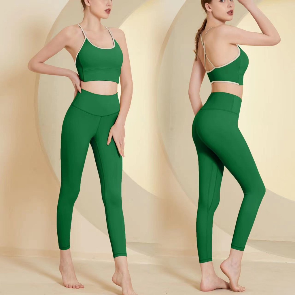 Bộ Đồ Tập Yoga Áo Ngực Thể Thao Dây Chéo Sau Lưng Không Đường May