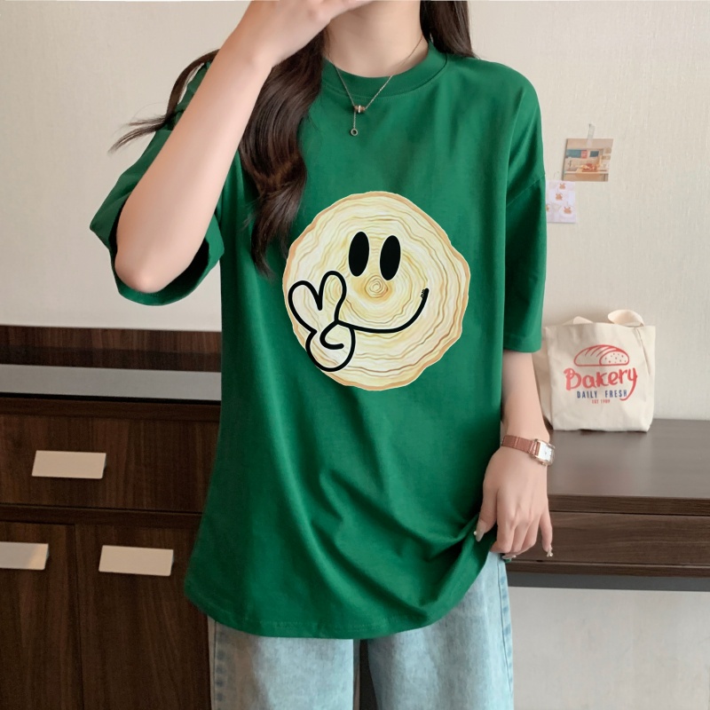 NZN Áo Thun Ngắn Tay Dáng Rộng In Họa Tiết Thời Trang Mùa Hè Hàn Quốc Dành Cho Nữ