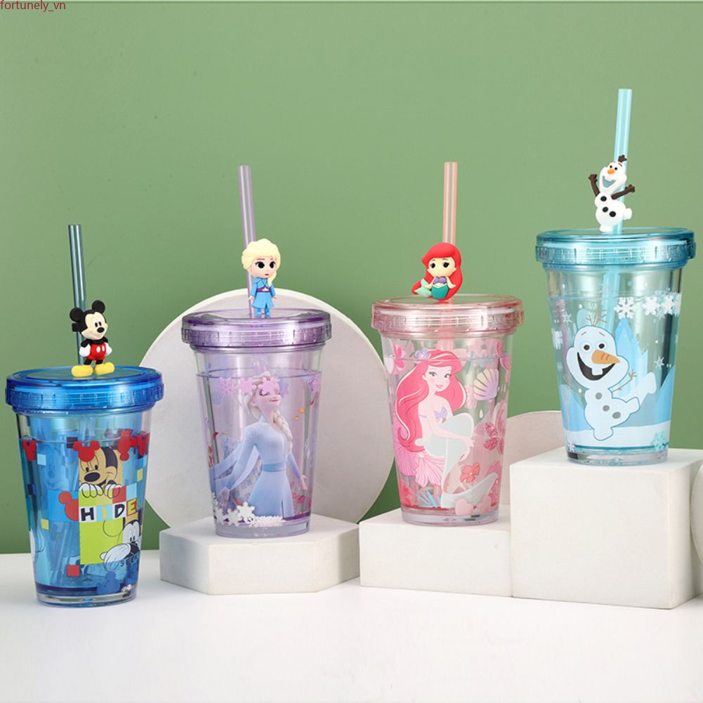 【Hàng Có Sẵn】cốc Lạnh Ariel Nàng Tiên Cá Disney Frozen Cốc Nước Bằng Nhựa Có Ống Hút Cốc Có Kim Tuyến Và Hoa Giấy