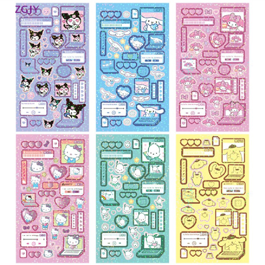 SANRIO Sticker Dán Trang Trí Nhật Ký Hình Cinnamoroll Kuromi My Melody Hello Kitty Pachacco Pompompurin Mới