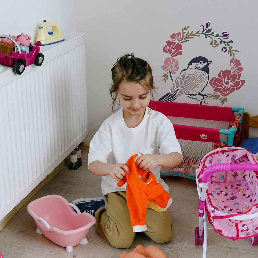 1 Khuôn Nhựa Hình Vuông 30x30cm Họa Tiết Chim Có Thể Tái Sử Dụng Để Vẽ Trang Trí Tường Nhà