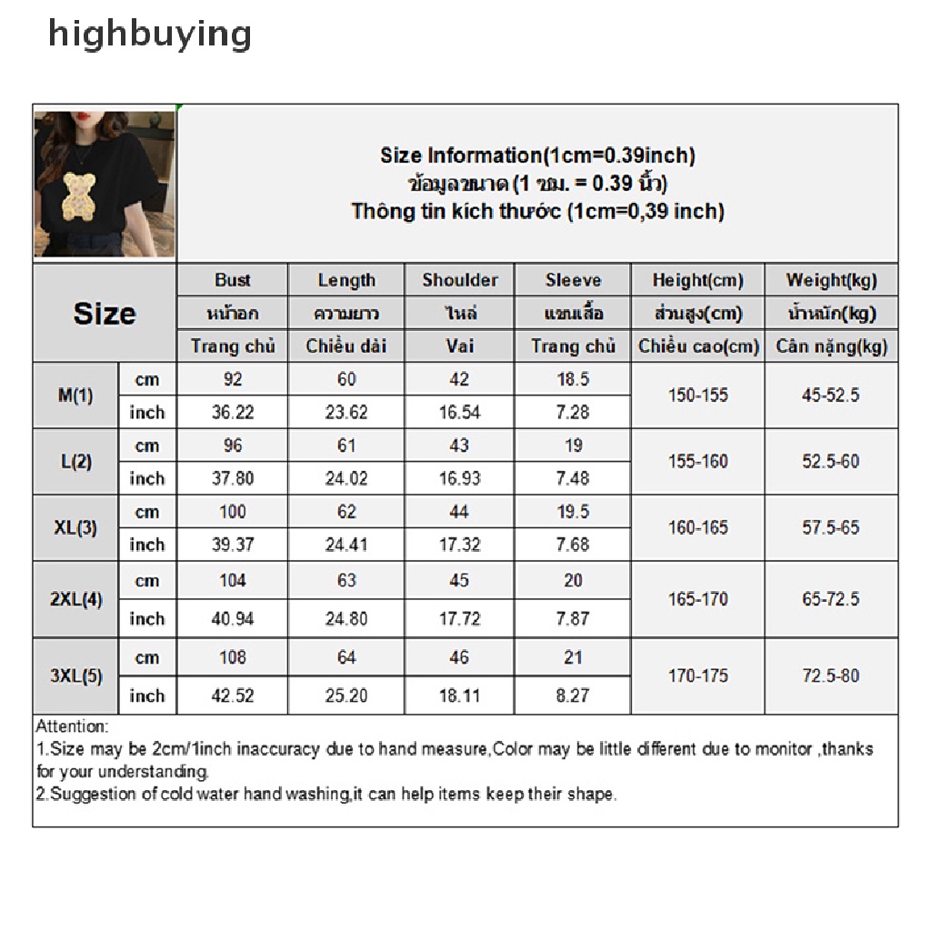 Áo Thun Tay Ngắn Cổ Tròn In Hình Gấu Hoạt Hình Dành Cho Nữ