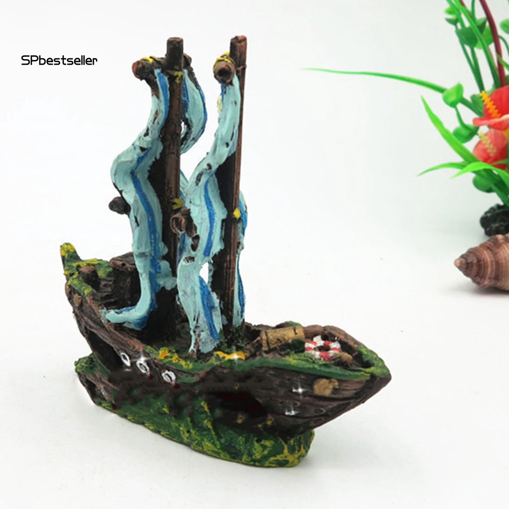 Thuyền Buồm Vỡ Bằng Nhựa Resin Tinh Tế Sống Động Trang Trí Bể Cá