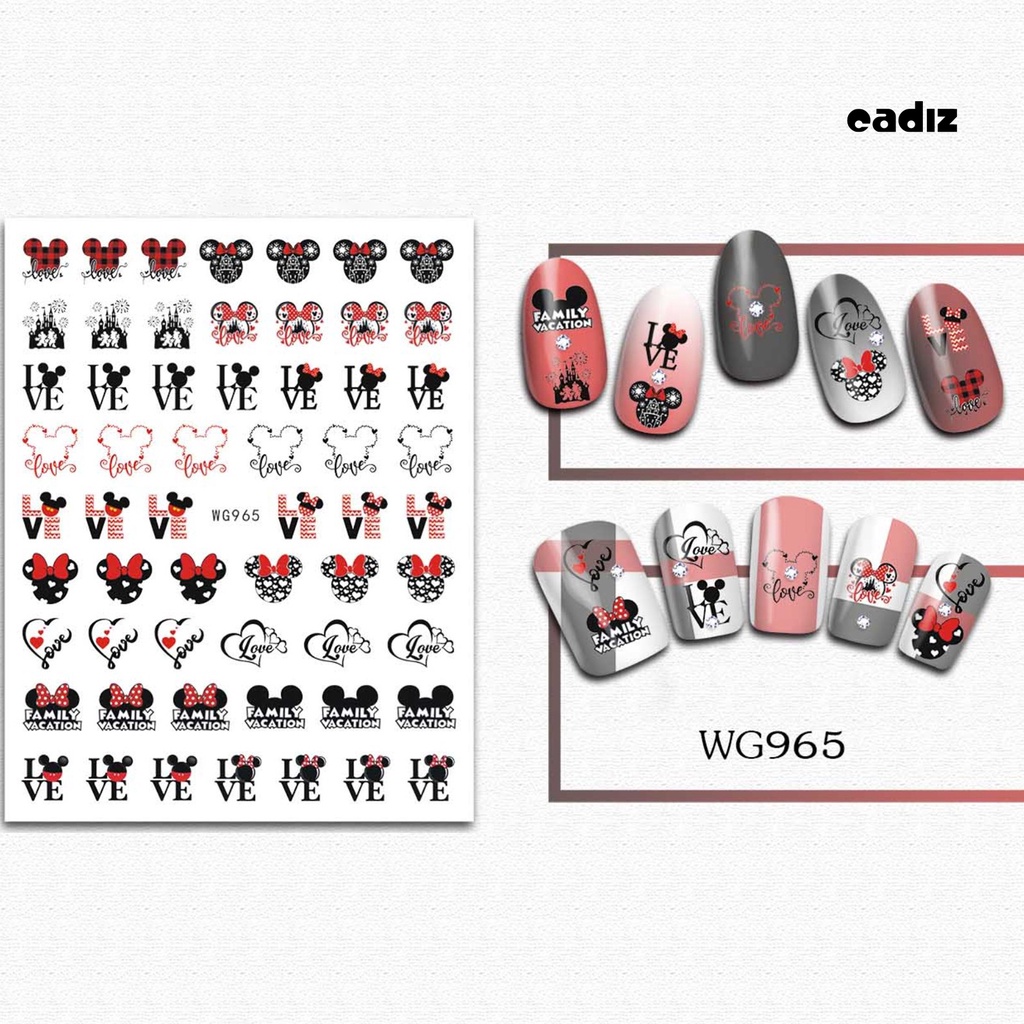 Miếng Dán Trang Trí Móng Tay Tự Dính Họa Tiết Chuột Hoạt Hình Dễ Thương Dùng Một Lần DIY