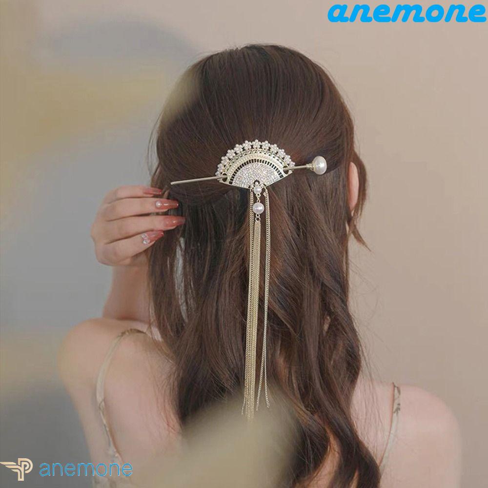 Giá Đỡ Tóc Đuôi Ngựa Quạt Tua Rua Phong Cách Cổ Điển Đơn Giản Dành Cho Bạn Nữ