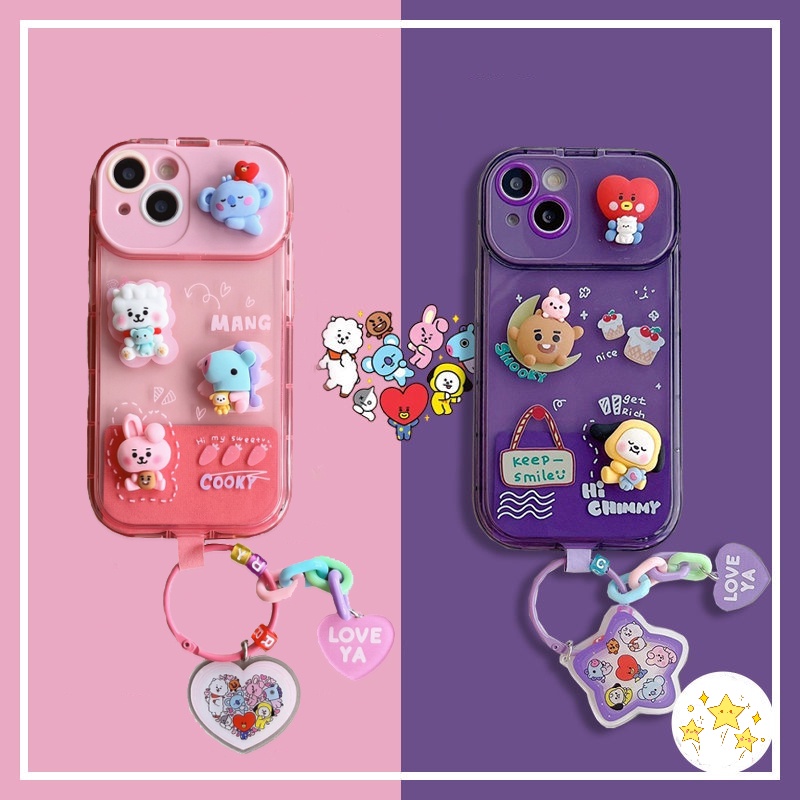 Ốp Điện Thoại Nắp Lật Mặt Gương Kiêm Đế Đỡ Hình Thú Hoạt Hình 3D Cho iPhone 14 Pro MAX 14Plus 13 12 11ProMax XR MAX