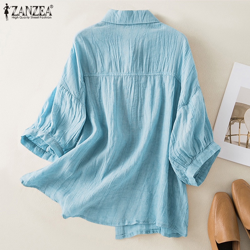 Áo sơ mi ZANZEA tay lửng thời trang thanh lịch dành cho nữ