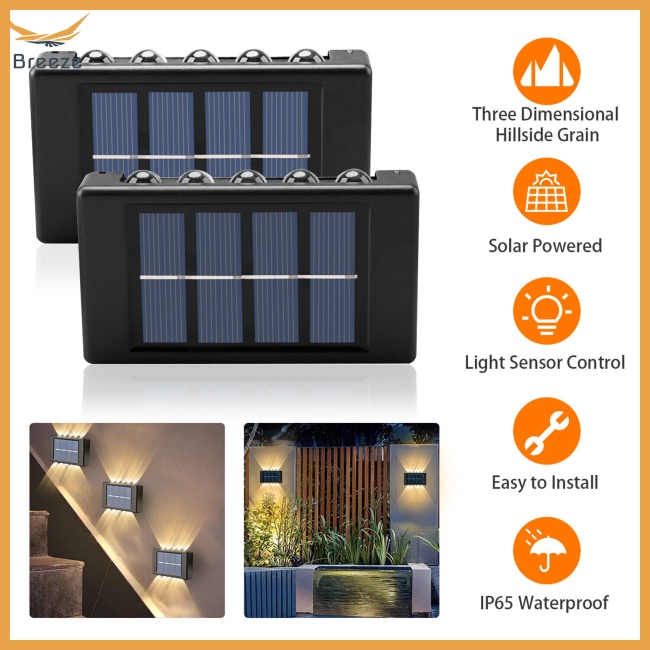 Bộ 2 Đèn Led Ip65 Chống Thấm Nước Sử Dụng Năng Lượng Mặt Trời Gắn Cầu Thang Sân Vườn