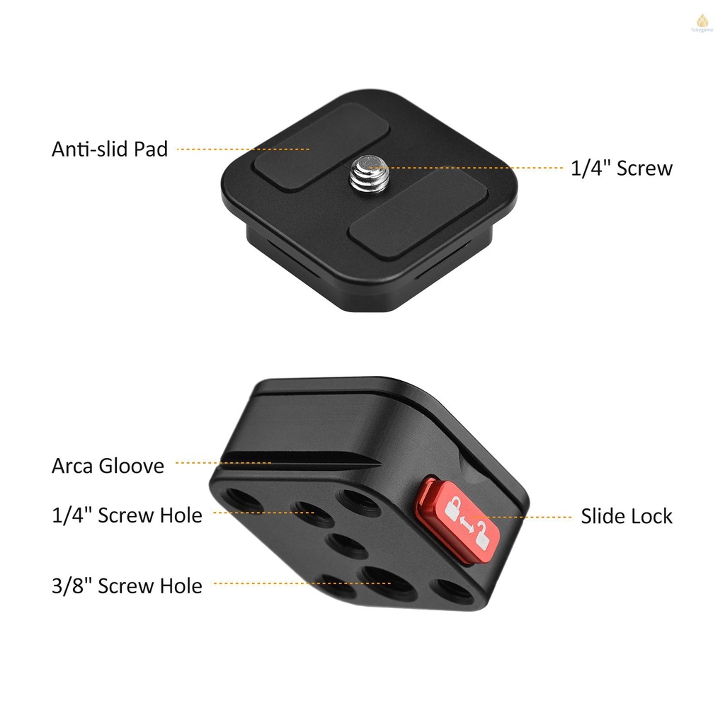 Đĩa QR Bằng Hợp Kim Nhôm Tháo Lắp Nhanh Kèm Ốc Vít 1 / 4 Inch Cho Chân Máy Ảnh DSLR