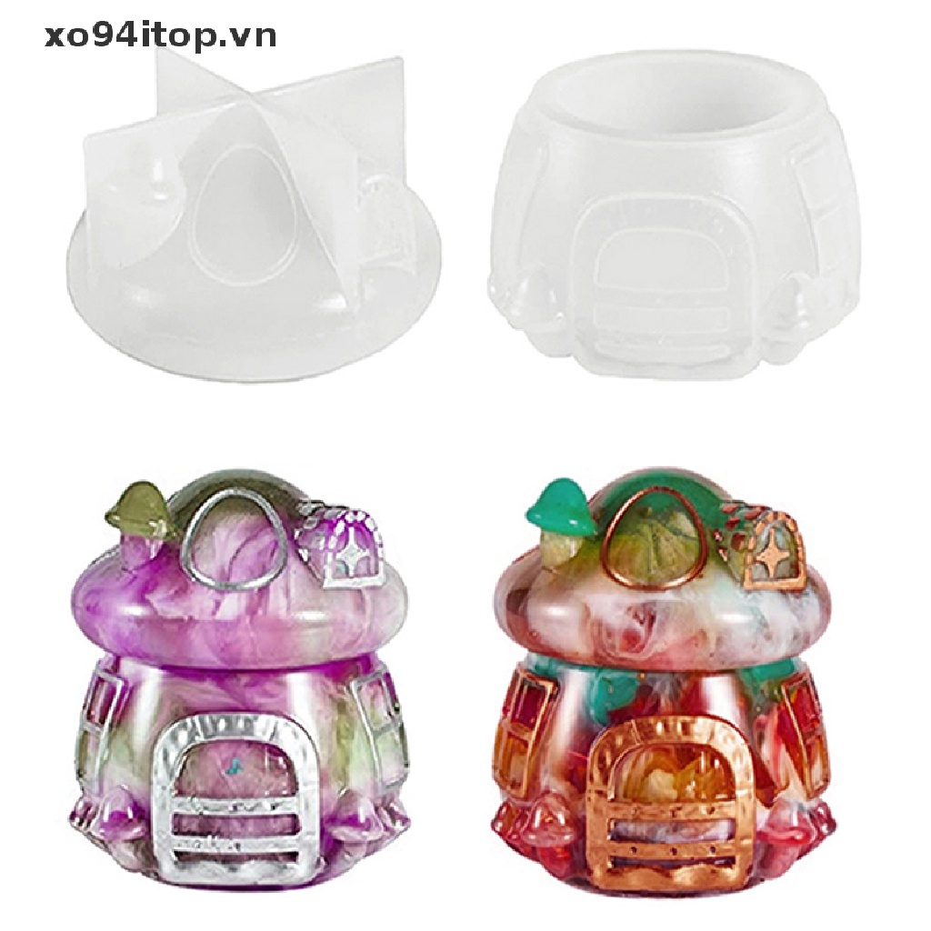 Xoitop Khuôn Silicon Hình Ngôi Nhà Nấm Với Nắp Đậy Dễ Thương Epoxy Casg VN