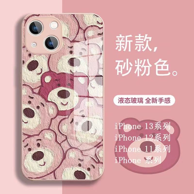 Ốp Điện Thoại Mặt Kính In Hình Gấu Cho Iphone 7 8 X Xs Xr 11 12 13 14 Plus Pro Max