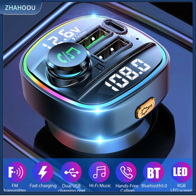 ☃Phụ Kiện Trang Trí Nhà Cửa Kiểu Dáng Dễ Thương Xinh Xắn☃ Máy Phát Mp3 Fm Bluetooth 5.0 Không Dây Màn Hình Kép Sạc Nhanh Usb Cho Xe Hơi