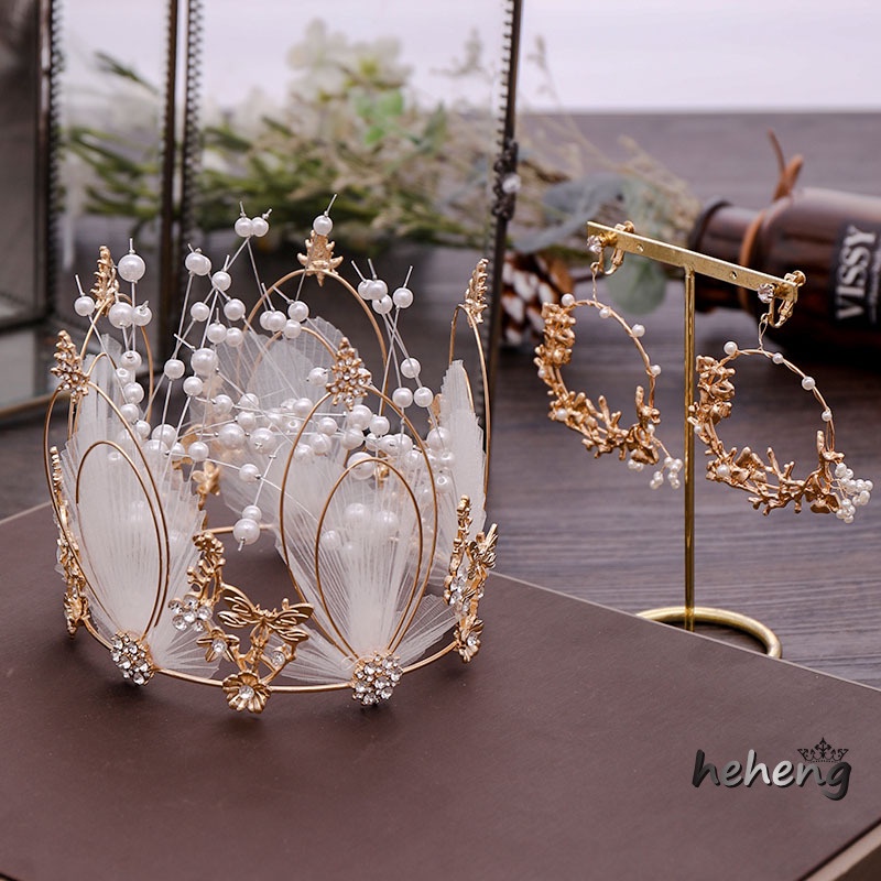 Khuyên Tai Hợp Kim Hình Lông Vũ Đính Hạt Ngọc Trai Giả Sang Trọng