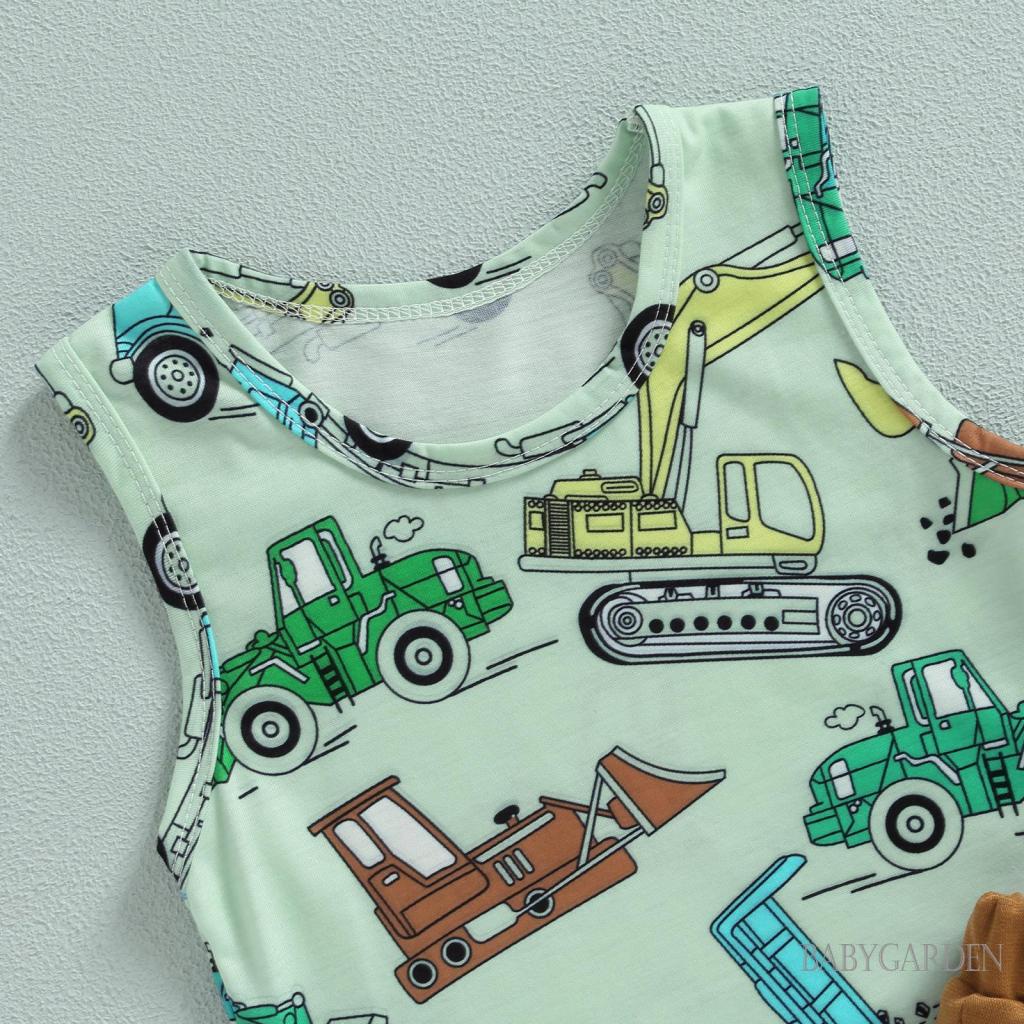 Bộ Áo Thun Ba Lỗ + Quần Short Màu Trơn Thời Trang Đường Phố Cho Bé Trai 2-7 Tuổi