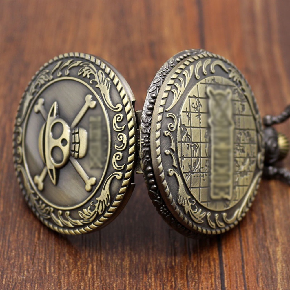 Vòng cổ Mặt Đồng Hồ Bỏ Túi Hình Đầu Lâu Bằng Đồng Phong Cách Vintage