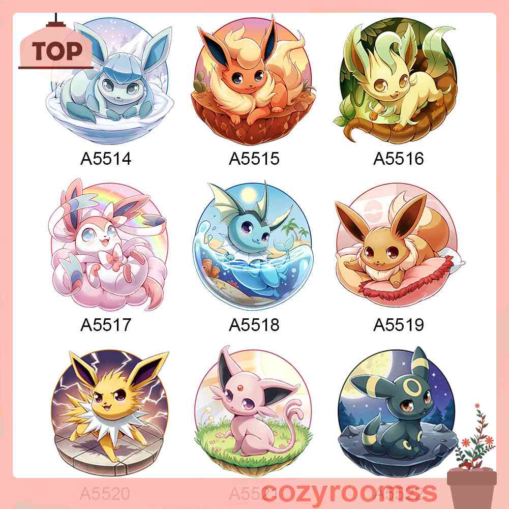 Bộ Tranh Đính Đá Toàn Diện Họa Tiết Eevee Độc Đáo Trang Trí Nhà Cửa