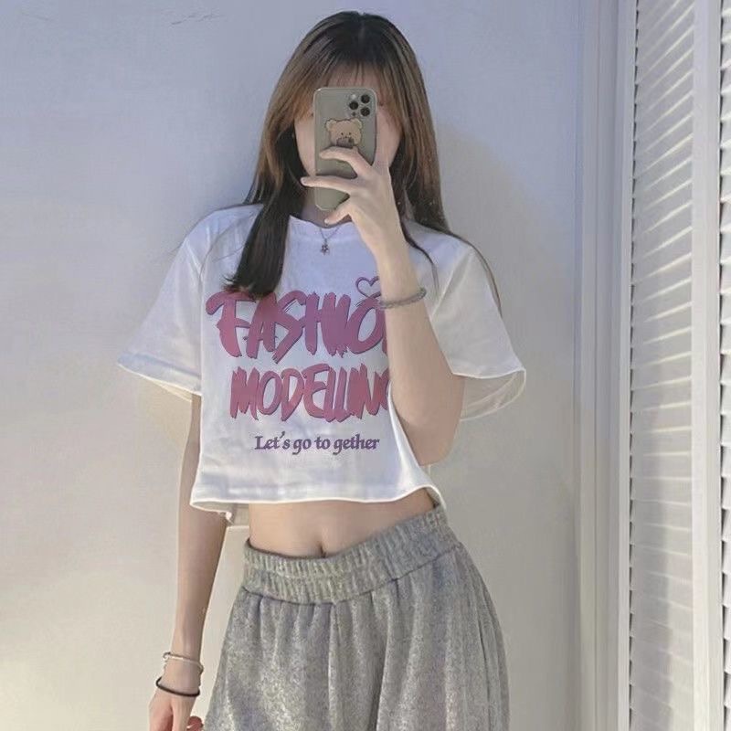 Áo thun ZWQFP cổ tròn tay ngắn dáng rộng thời trang mùa hè dành cho nữ