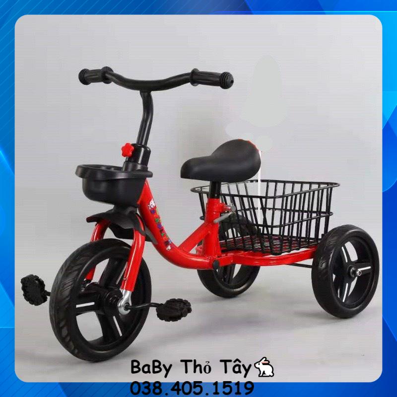 Xe đạp 3 bánh, xe đạp trẻ em có giỏ đồ lớn đằng sau đủ màu cho bé