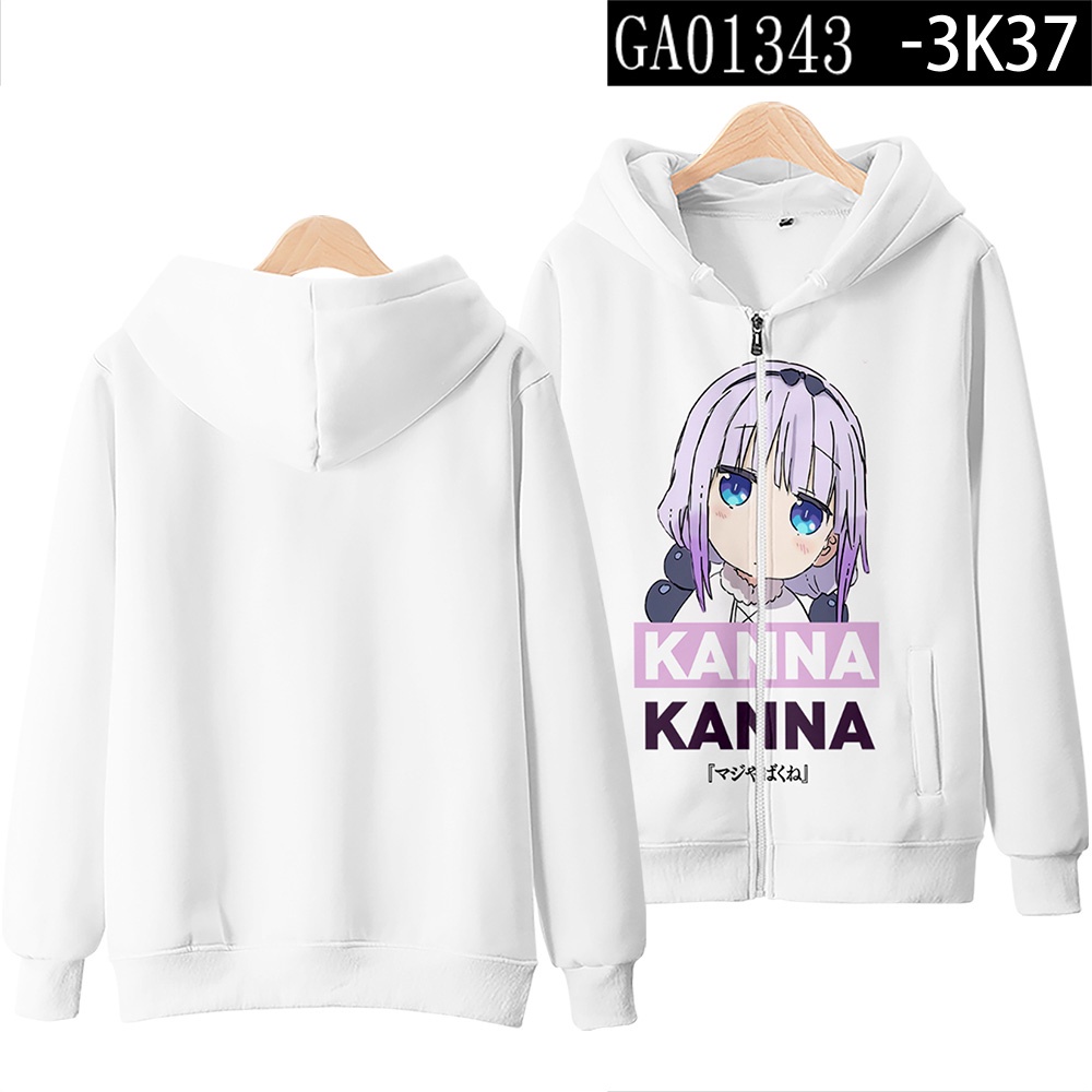 Áo Khoác Hoodie Có Khóa Kéo Hóa Trang Nhân Vật Anime Nhật Bản Kobayashi San Chi No Maid Dragon Kanna Kamui