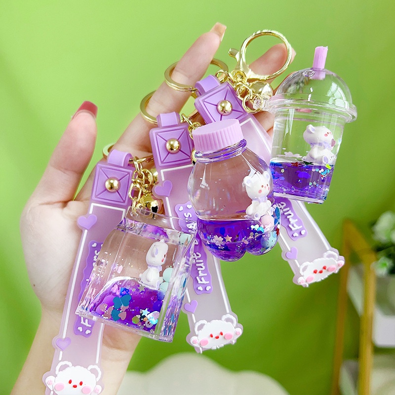 Móc Khóa Hình Ly Trà Sữa / Kẹo Mút Thắt Nơ Sáng Tạo Bằng Acrylic