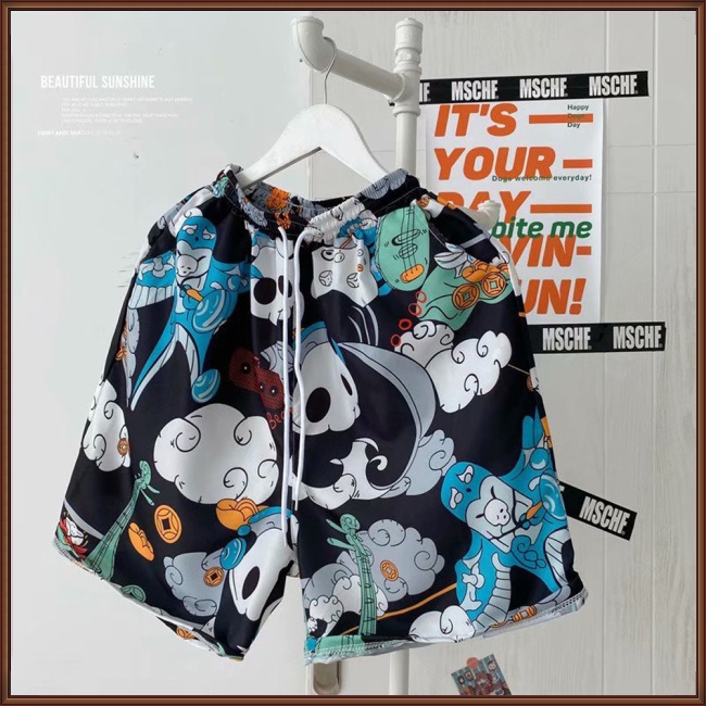 Quần Short Đi Biển Dáng Rộng Cỡ Lớn In Hoa Kiểu Hawaii Cá Tính Cho Nam