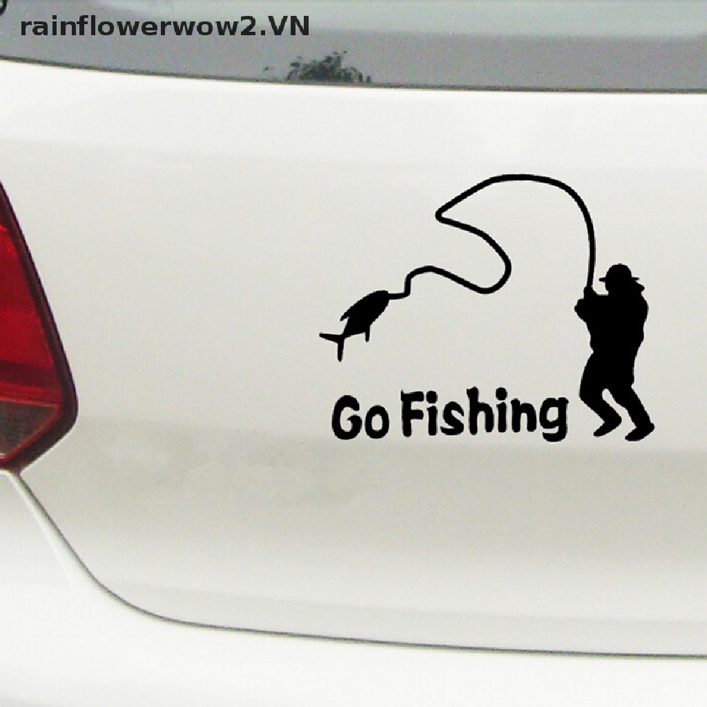 1 X Miếng Dán Phản Quang Chống Nước Hình Câu Cá Màu Đen Trang Trí Xe Hơi