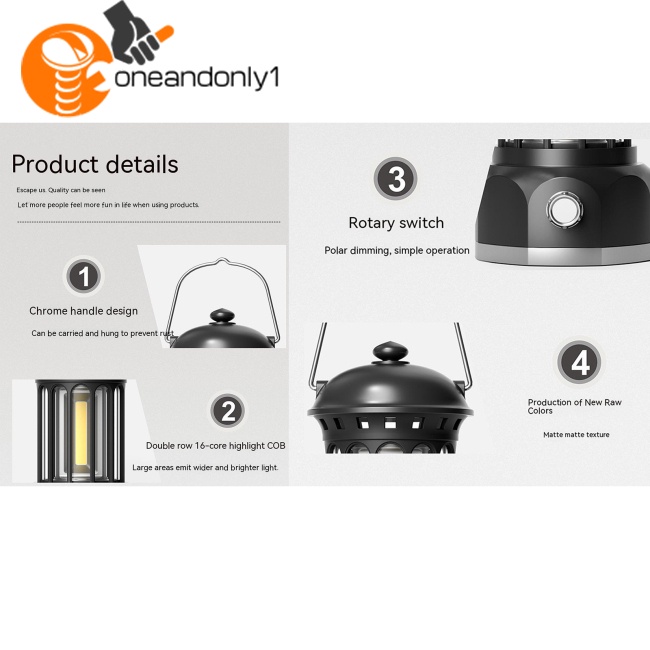 Đèn Led Cắm Trại 6w 400 Lumens Độ Sáng Cao Có Móc Treo Tiện Dụng