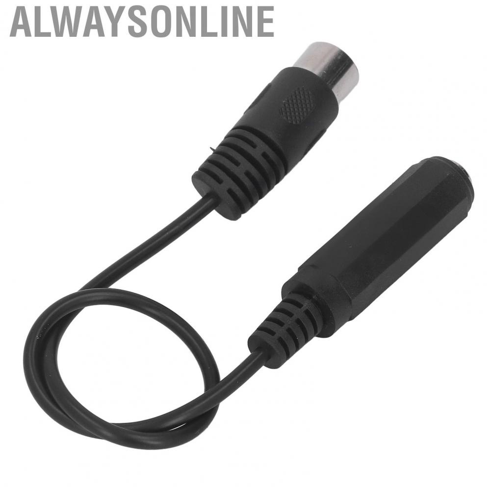 Alwaysonline 6.35mm Female To 5pin MIDI Adapter Cable  5 Pin 1 Ft 1ft Long Plastic Metal for DVD Players MP3