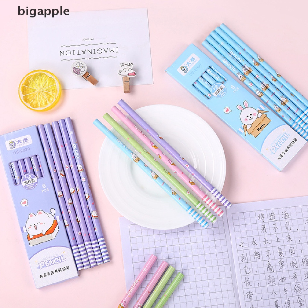 Set 6 Bút Chì Vẽ Hình Hoạt Hình Đáng Yêu Dành Cho Các Bé