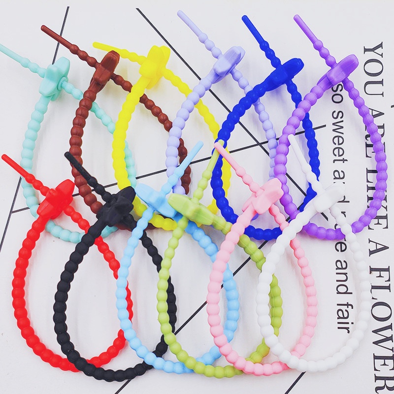 Set 5 / 10 Dây Quấn Cáp Dữ Liệu Bằng Silicone Họa Tiết Hoa Nhiều Màu Chất Lượng Cao