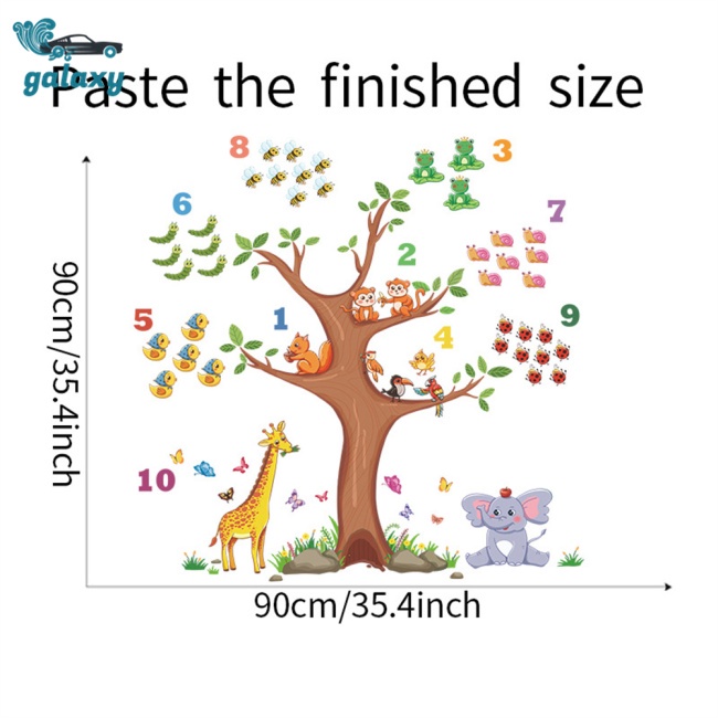 Galaxy Set 2 Tấm Giấy Dán Tường Họa Tiết Động Vật Hoạt Hình Trang Trí Phòng Bé