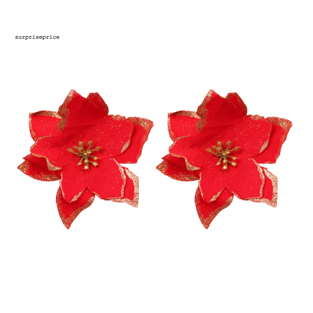 Bộ 2 Bông Hoa Nhựa Nhân Tạo Trang Trí Tiệc Cưới / Giáng Sinh