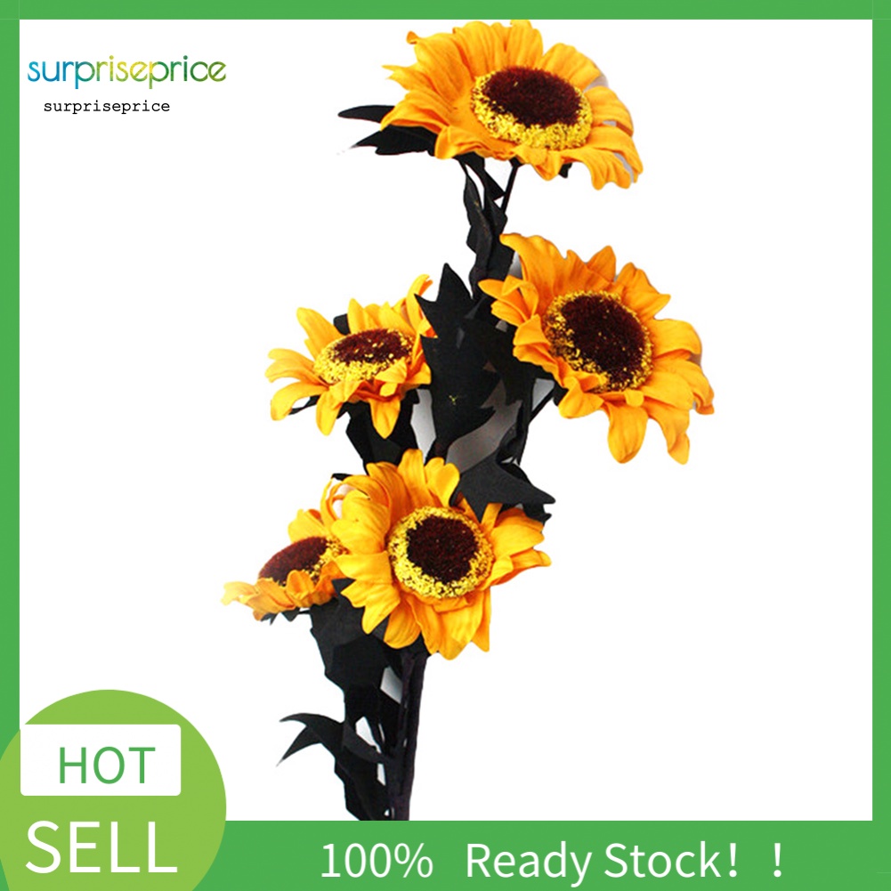1 Nhánh 5 Hoa Hướng Dương Nhân Tạo Trang Trí Nội Thất