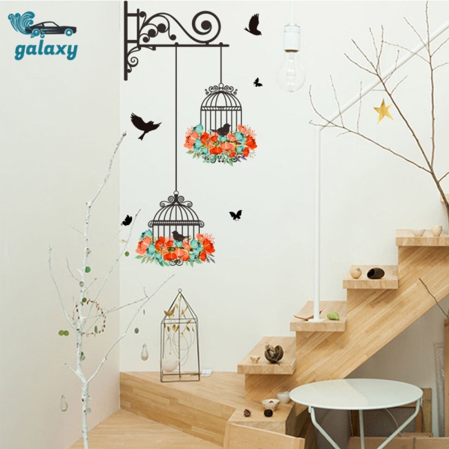 Galaxy Miếng Dán Tường Trang Trí Hình Lồng Chim Dễ Thương