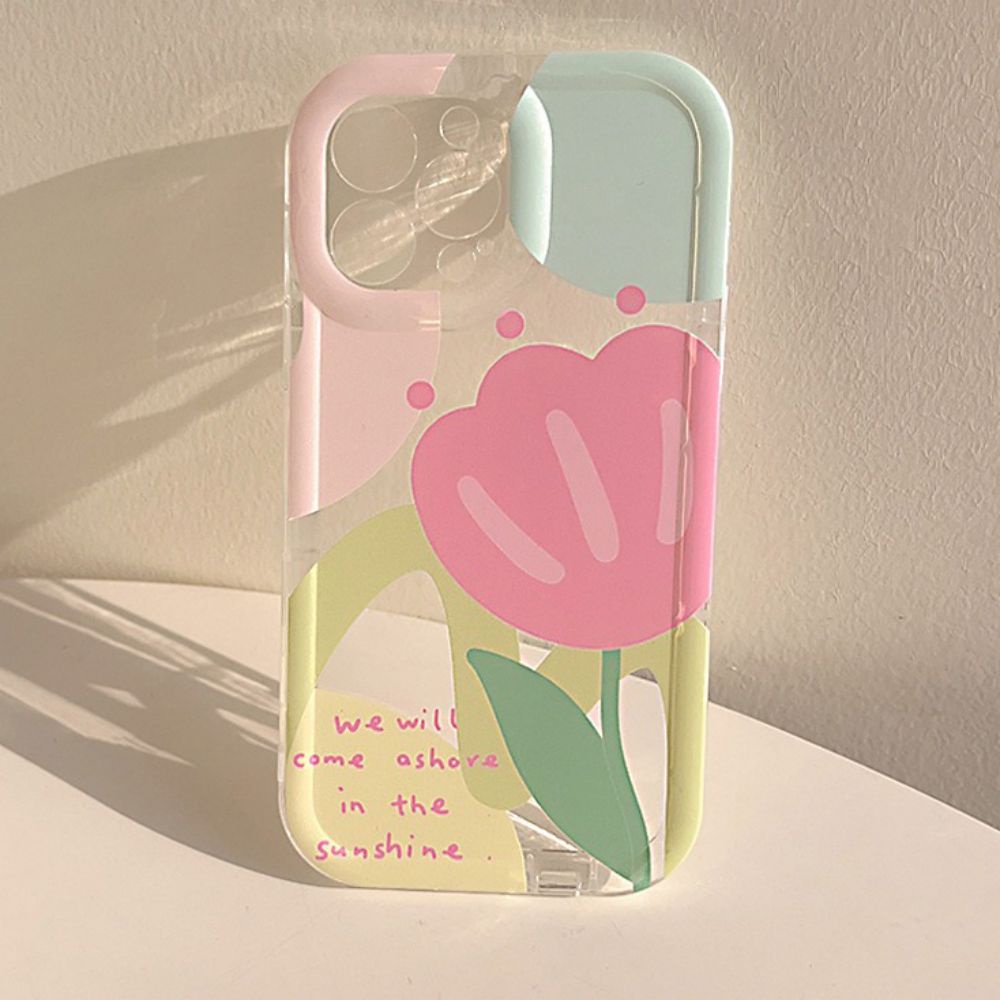 Ốp Điện Thoại TPU Mềm Trong Suốt Chống Rơi Chống Dấu Vân Tay Họa Tiết Hoa Tulip Cho IPhone 11 12 13 14 Pro Max
